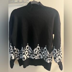 Nicole Miller Black Floral Women's Sweater Large NEW